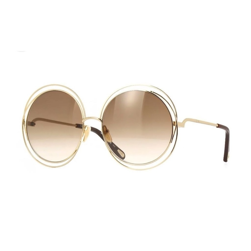 CHLOE NEW Carlina CE114SD Gold Brown Round Oversized Gradient Sunglasses 62 mm